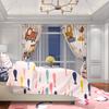 Cartoon Car -2 Pieces - Printed Curtain, 100% Polyester Material, Suitable for Home Decoration