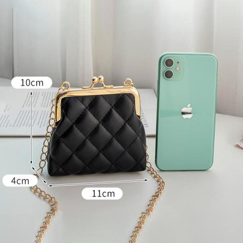 Single Shoulder Bag Diamond Lattice Embroidery Messenger Bag For Women Female Keys Coin Purse Pu Mini Handbag