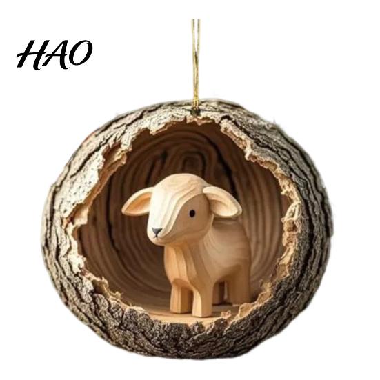 Hanging Animal Ornament Christmas 2D Flat Acrylic Forest Pendant Xmas Wildlife Themed Decoration Tree Backpack Decor Gift for Lovers Rustic Holiday