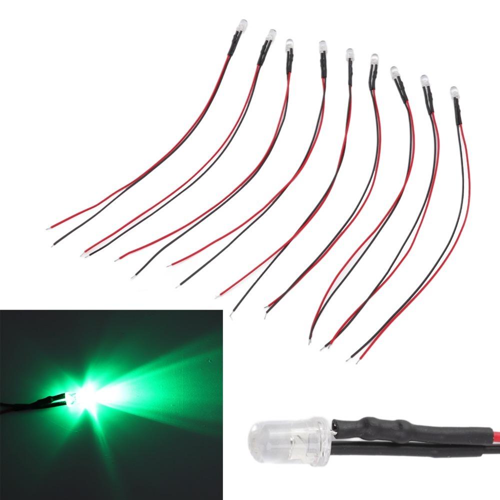 20PCS 5mm Prewired LED Diodes 5‑12V LED Light Diodes Mini LED Diodes Circuit Science Experiment