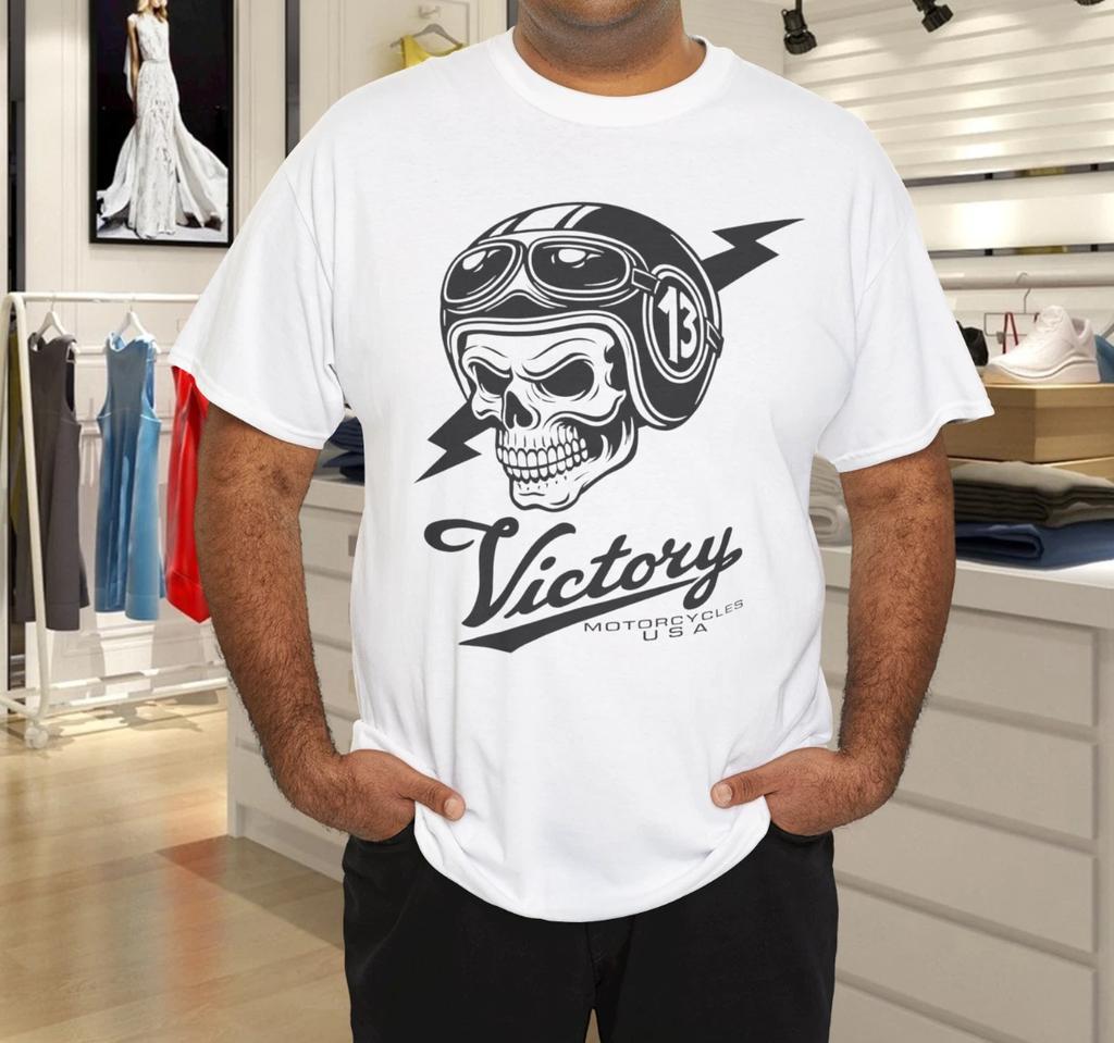 Men's and Women's T-shirts New Victory Skull Motorcycles Oversized T-Shirt