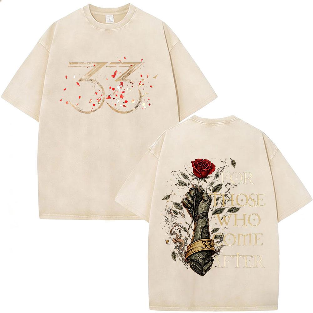 

Game Clair Obscur Expedition for Those Who Come After Washed T Shirts Mens Fashion Vintage Oversized Short Sleeve Tshirts S