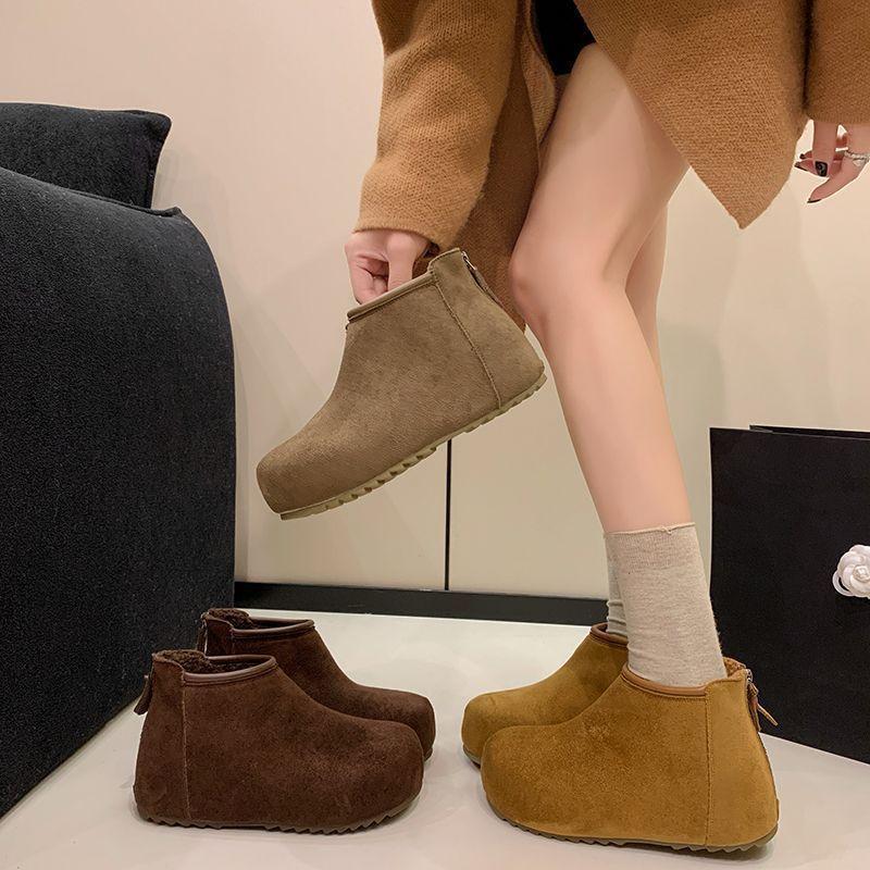 Not tired frosted feet soft sole casual short boots college style daily cotton shoes spring and autumn Korean version