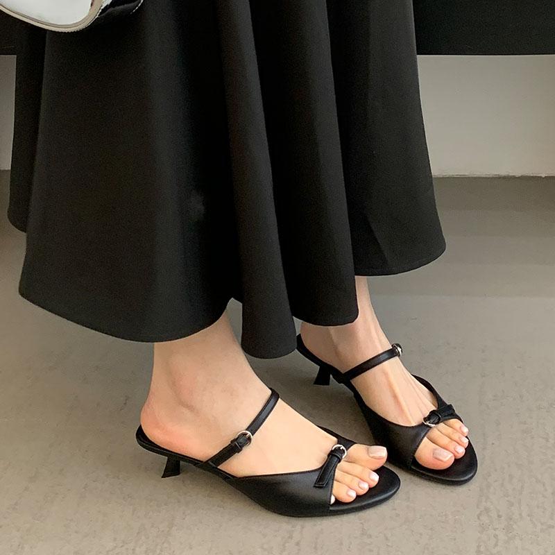 Shallow Elegant Women Low Heel Pumps Shoes Casual Female Slides Footwear Slip On Ladies Heeled Sandals Shoes