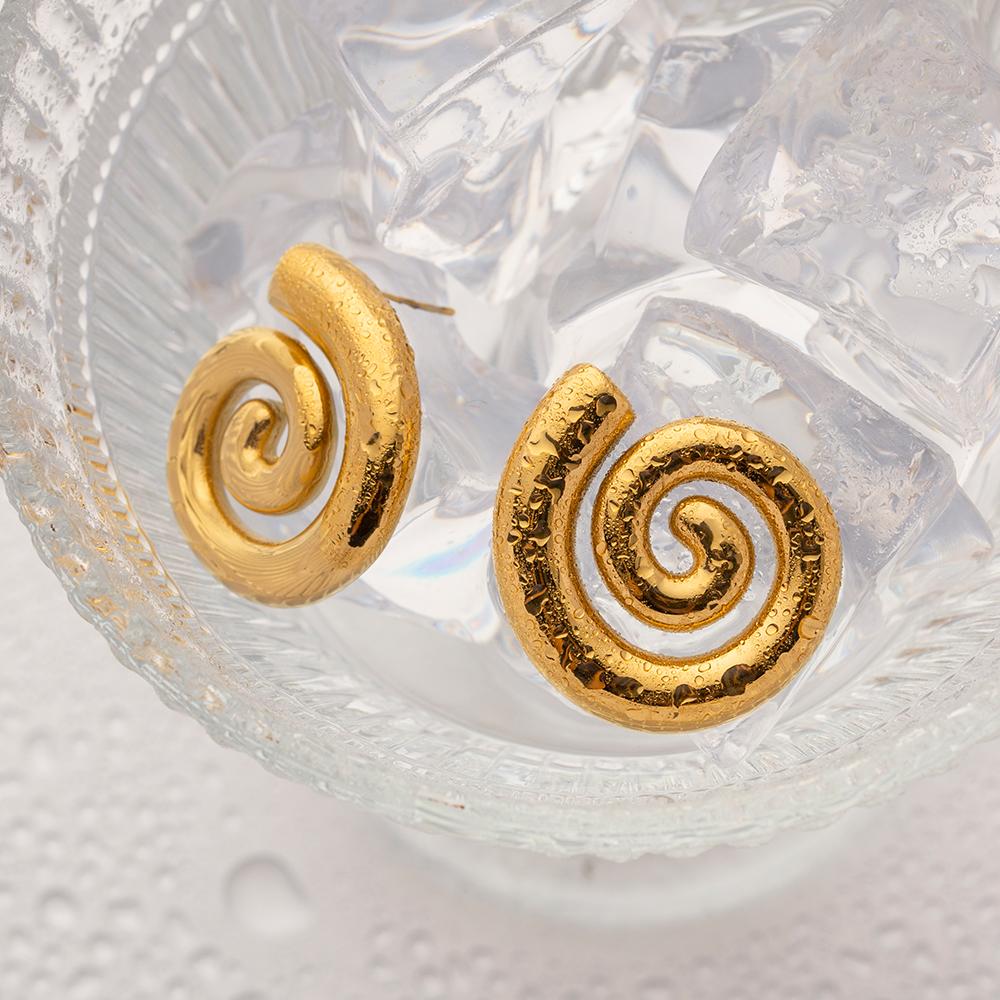 Youthway Stainless Steel Glossy Spiral Hollow Hoop Earrings  Gold Plated Exquisite Women'S Accessories Jewelry Gift