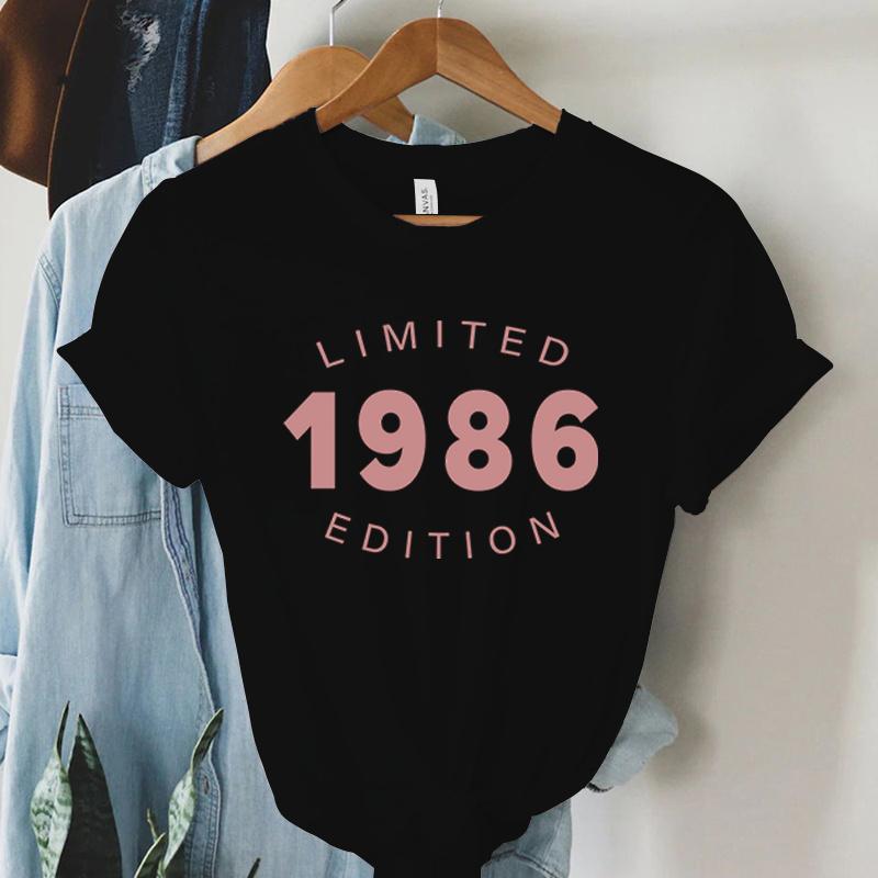 Vintage 1986 60th Birthday Print Tshirt Unisex Retro Casual Tee For Birthday Gift Daily Wear 1986 Limited Edition Tees