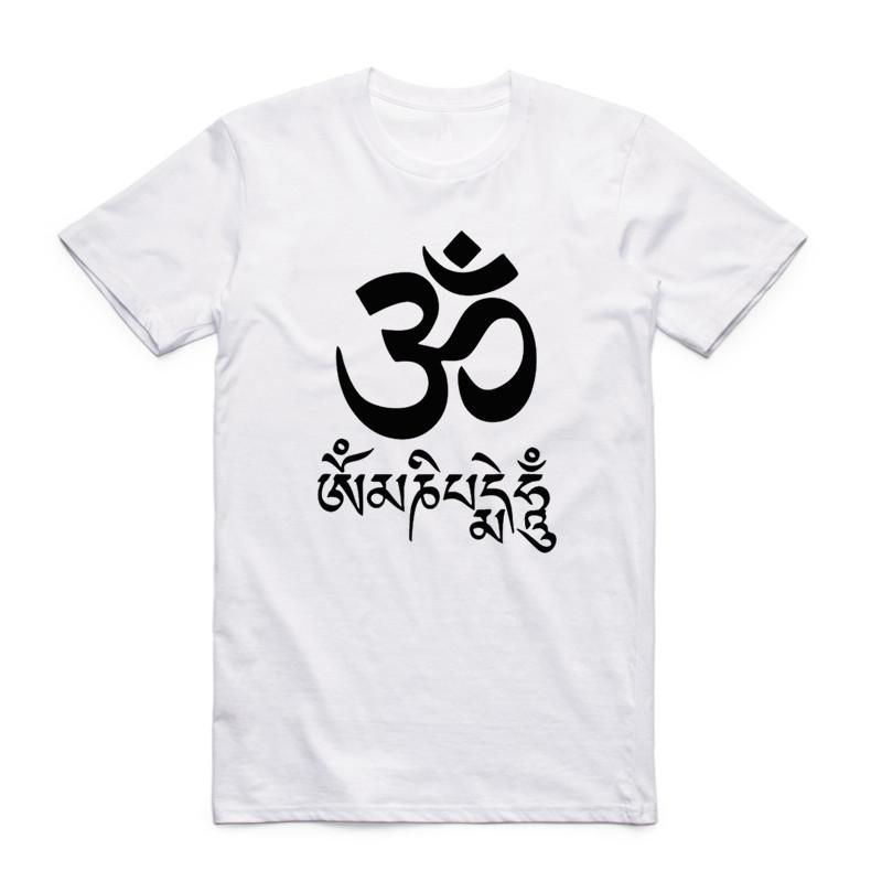 2019 Summer Print JN BUDDHISM OM MANI PADME HUM T Shirt Short Sleeves O Neck Tibetan Buddhism Thangka Six Words Ring T-shirt