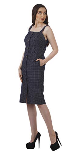 Bimba Button Down Dress For Women Chambray Pinafore Dress  Knee Length Short
