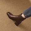 Small heel short boots women's autumn and winter new 2025 versatile fashion square head high heels velvet thick heel flying woven leather shoes