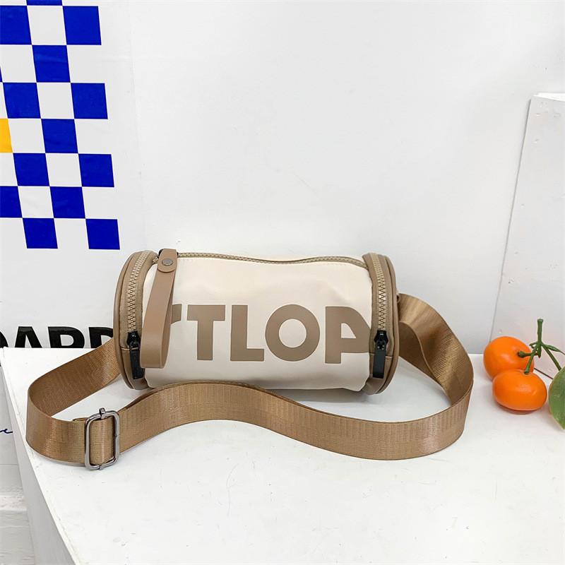 Fashionable Boys And Girls Letter Pillow Bag Chic Color Block Sling Bag For Kids Khaki