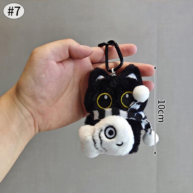 Black Cat Keychain Accessories Plush Stuffed Kitten Pendant Kawaii Cat Couple Keyrings Bag Charm Birthday New Year Party Favors