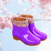 Women's Fashion Anti Slip Waterproof Short Tube With Cotton Rain Boots Kitchen Work Rubber Shoes
