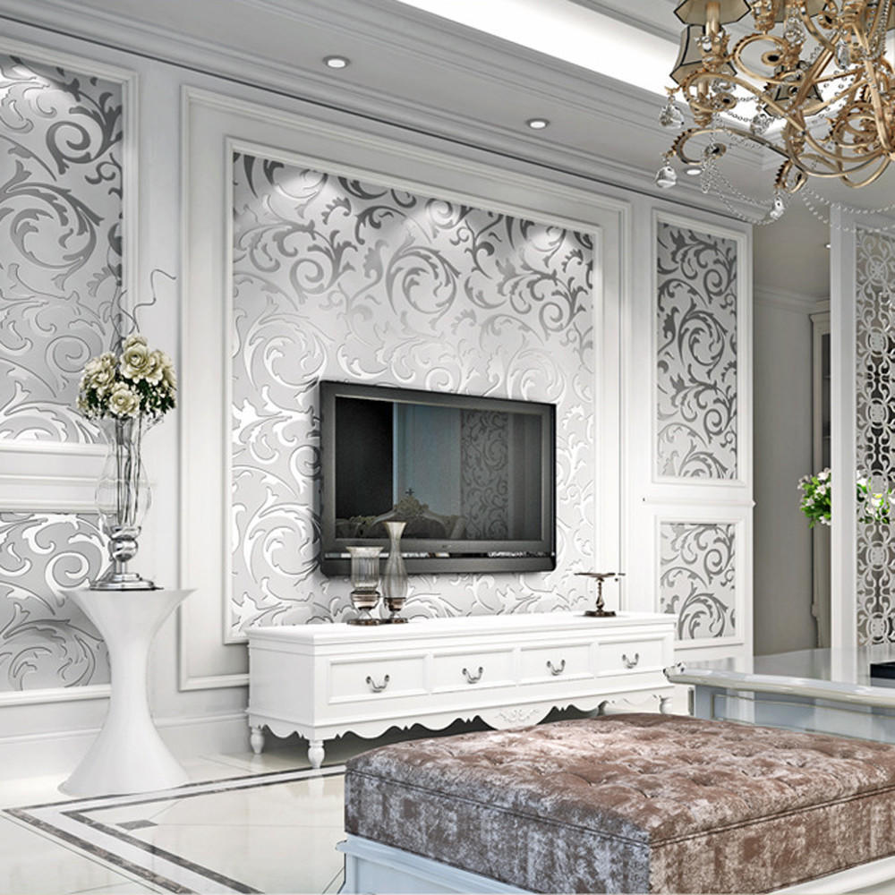 1x 10M Luxury  3D Damask Embossed Wallpaper Rolls Home Art Decor
