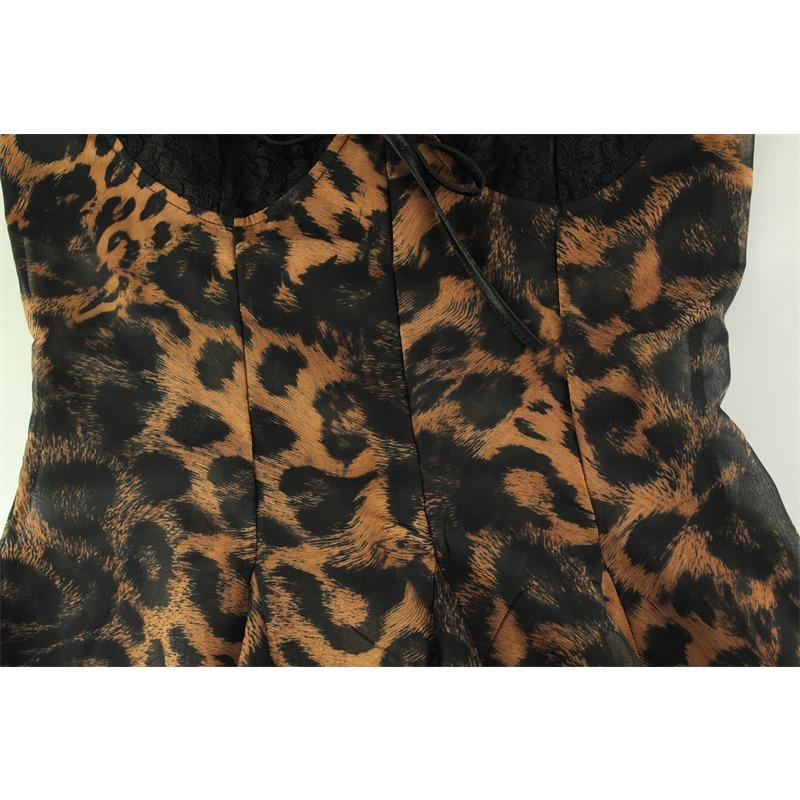 Damenmode Sexy Neckholder Leopardenmuster Taille Abnehmen Kleid