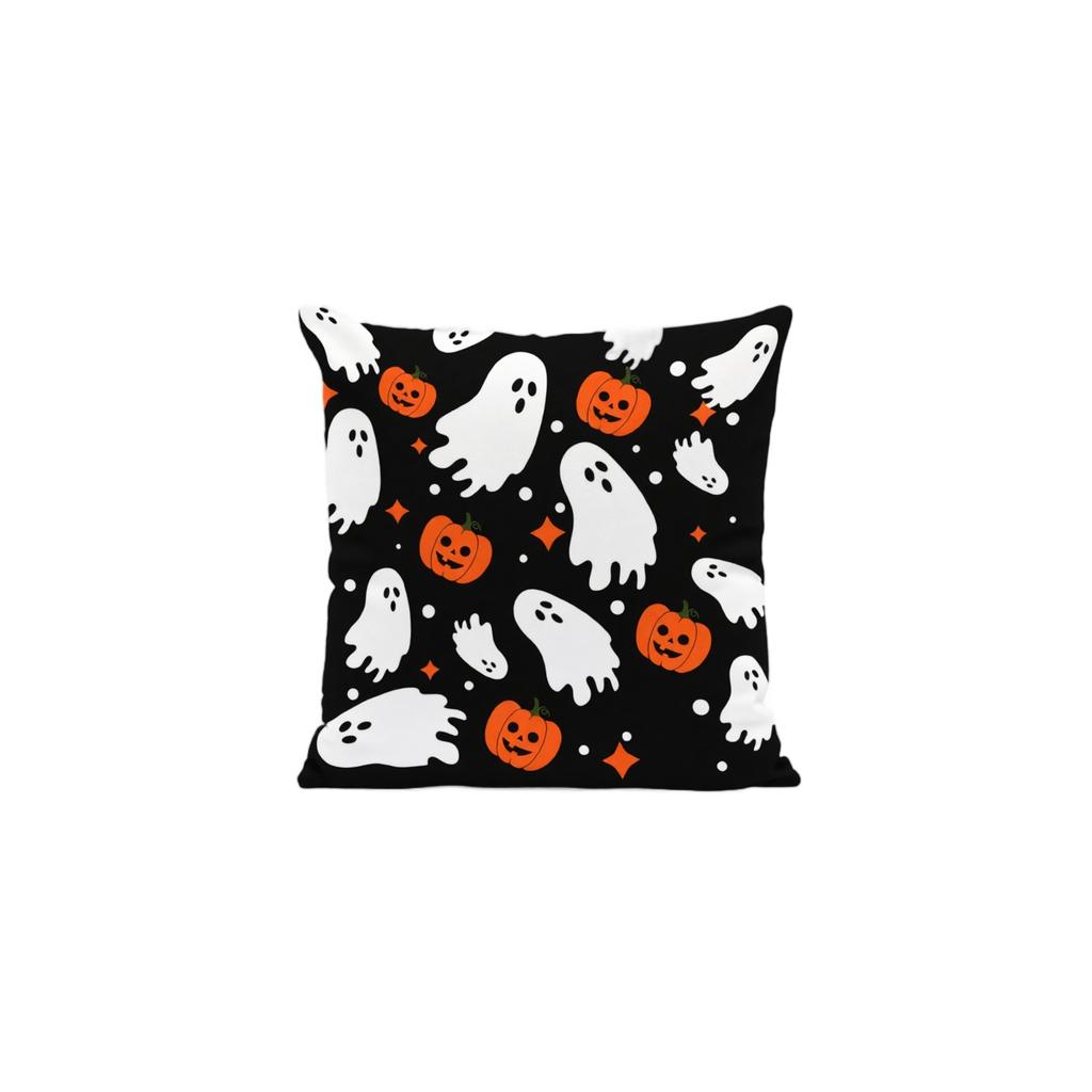 Halloween Pillow Cover 45x45cm Ghost Pumpkin Pattern Decorative Throw Pillow Case for Sofa Living Room Home Party Festival Decoration