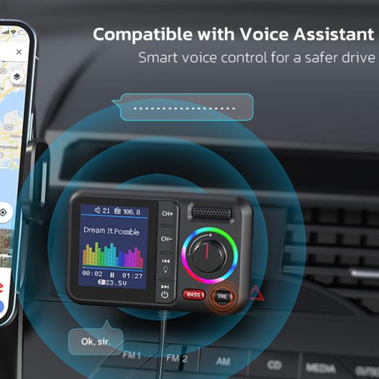 Geniş Ekranlı Bluetooth Uyumlu Araç Adaptörü Eller Serbest Görüşmeler Çok Fonksiyonlu Ses Çıkışı USB Flash Bellek Müzik Çalar