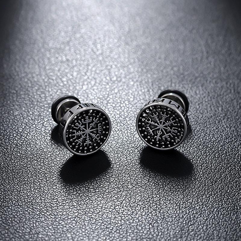 1 Pair New Style Gothic Dumbbell Stud Earrings For Men/Women Stainless Steel Punk Piercing Jewelry