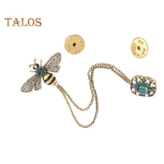 

Брошь на грудь в виде пчелы и цепочки, декоративная цепочка из искусственного жемчуга, стразы, украшения для выпускного вечера, ретро-булавка для лацкана, украшение на сумку Honeybee