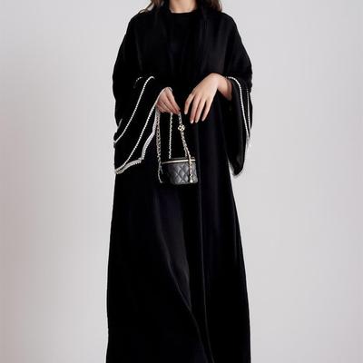 Elegant Hand-embroidered Pearl Women's Abaya Robe