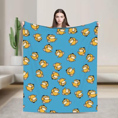 Psyduck Manga Flannel Blanket Soft Warm Throw Blanket for Couch Bed Travel Office Novelty Bedspread Sofa Bed Cover