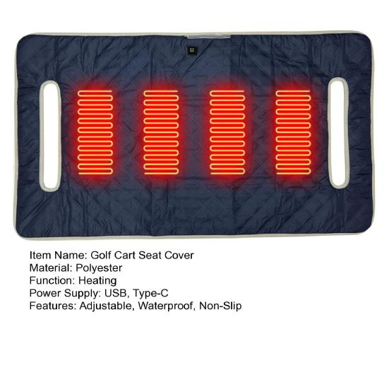 Beheizter Golfwagen-Sitzbezug Verstellbar Wasserdicht Rutschfest Universal Winter USB Elektrische Golfwagen-Sitzwärmer-Matte Handtuch Decke
