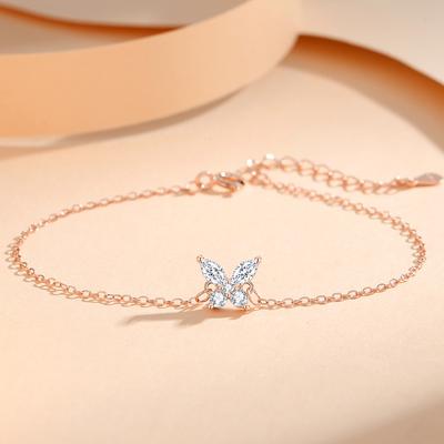 S925 Silver Sparkling Diamond Small Butterfly Bracelet for Women Korean Style Light Luxury Small Animal Full Diamond Inlaid Zirconia Hand Jewelry