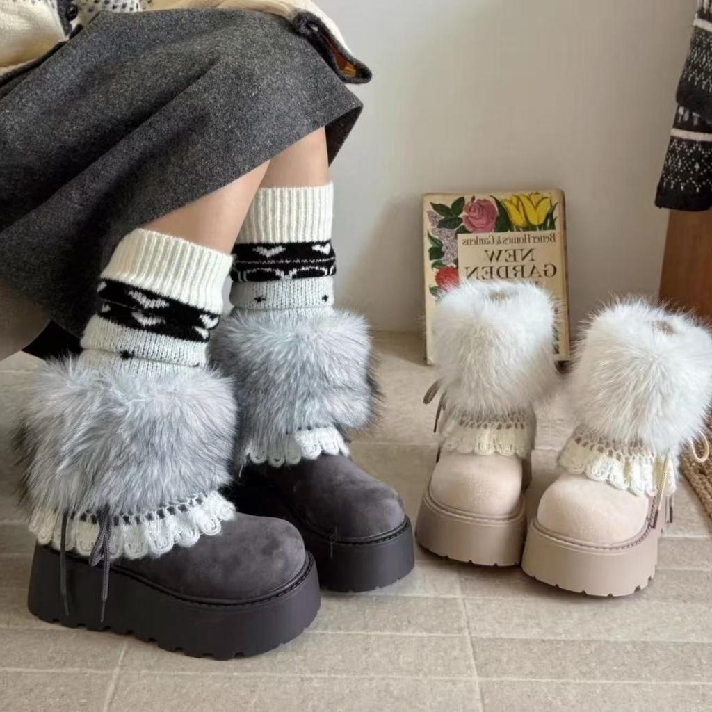 Popular cold-proof snow boots new winter velvet thickened large cotton shoes thick-soled heightening cotton shoes