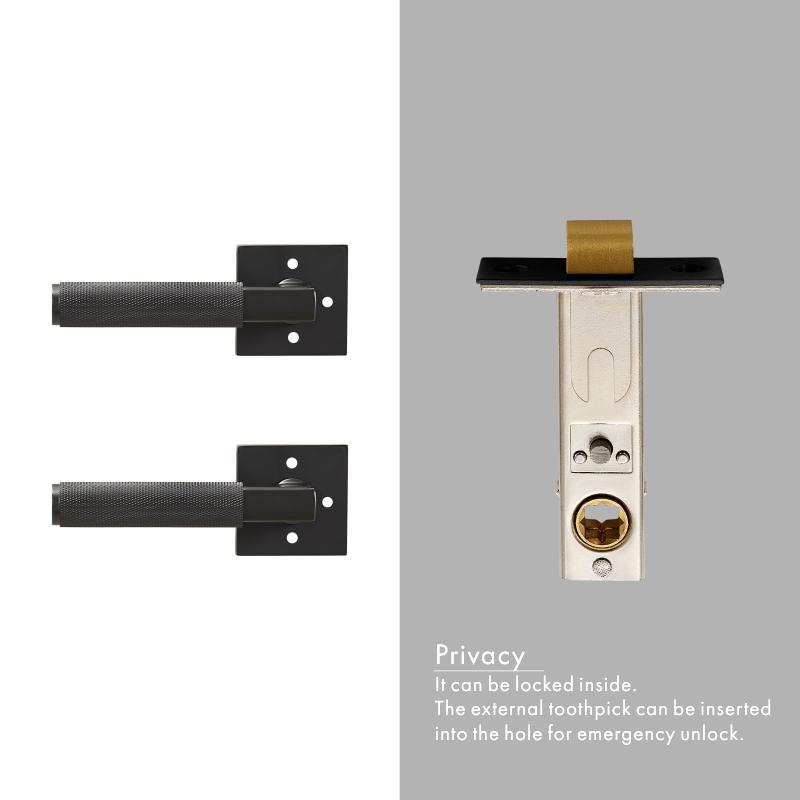Dooroom Knurled Brass Door Lock Set Modern Interior Bedroom Bathroom Double Wood Door Lever Set Dummy Privacy Passage Lock