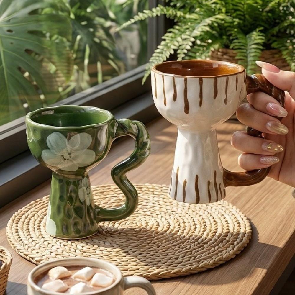 Irregular Design Handmade Mug Hand-Painted Dessert Cup Creative Art Goblet  Cafe