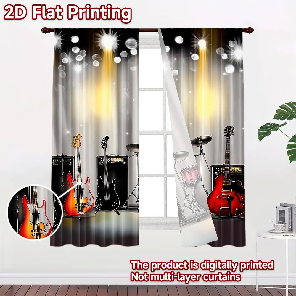 2D Flat Photography Backdrop Popular Scene Backdrop Concert Stage Instruments 100% Polyester Birthday Party for Holiday