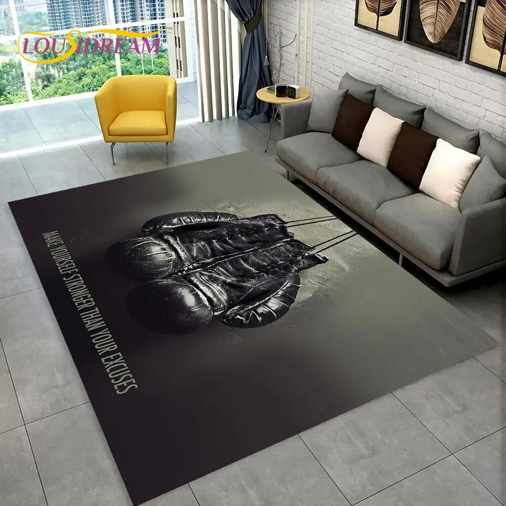 3D Boxing Gloves Boxer Fight Area Rug Large,Carpet Rug for Living Room Bedroom Sofa Doormat Decoration,kids Non-slip Floor Mat