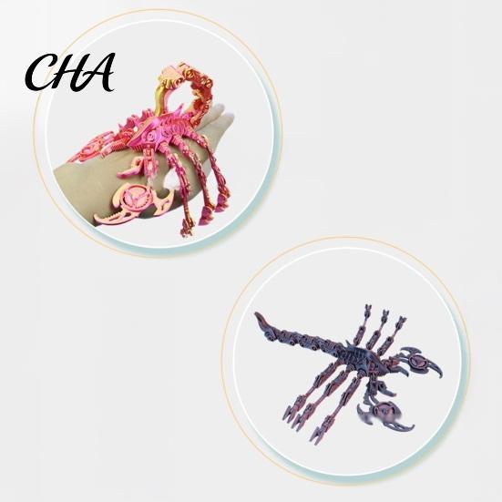 Stress Relief Sensory Toy Articulated Mechanical Scorpion Figurine, 3D Printed Flexible Joints Interactive Mecha Model, Gradient Color Movable Fidget