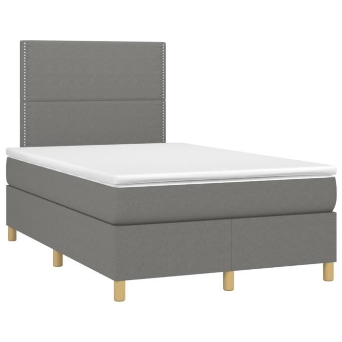 3142242 vidaXL Divan Bed with Mattress Dark Grey 120x200cm Fabric