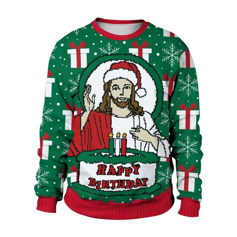 Christmas Crewneck Sweatshirt Fashion Snowflake Print Couple Pullover