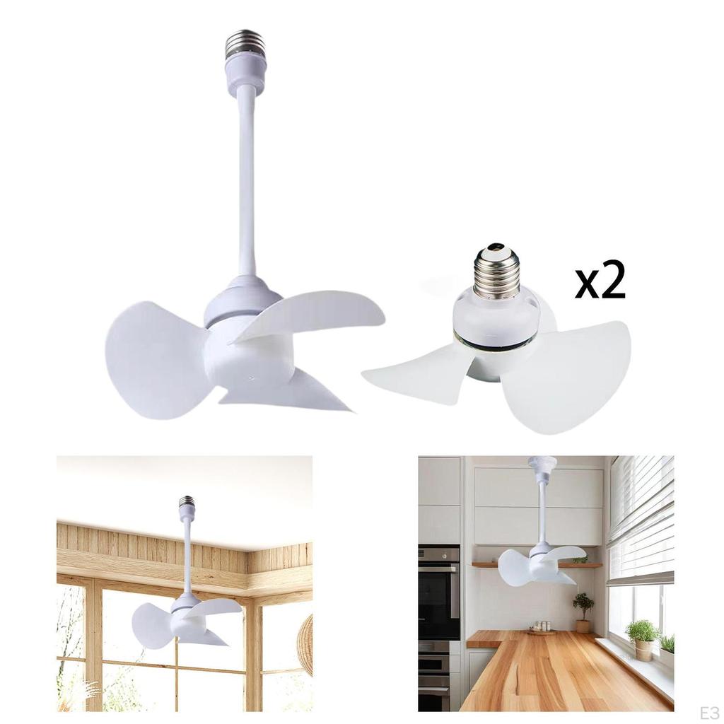 Ceiling Fan No Light E27 Base Versatile 3 Blade Small Creative Socket Screw in