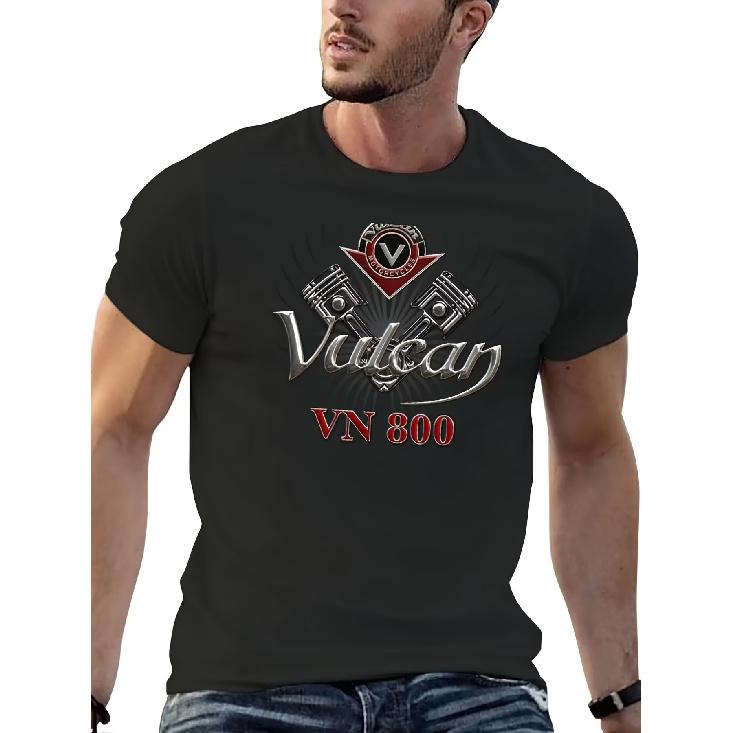 Herren Motorrad T-Shirt Kompatibel für Vulcan VN 800 Motorräder - Robustes Kolben & Roter Motor Design T-Shirt - Ganzjahres Motorradbekleidung, Fitnessstudio & 2XL schwarz
