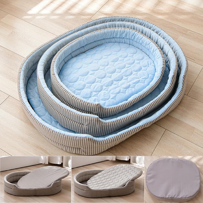 Summer Cooling Pet Cat Bed Cushion Ice Pad Non-slip Dog Sleeping Elliptical Shape Mat for Puppy Dogs Cats Pet Kennel