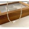 100% 92.5 Silver Sculpture Volume Natural Pearl Only One Necklace Rose Gold