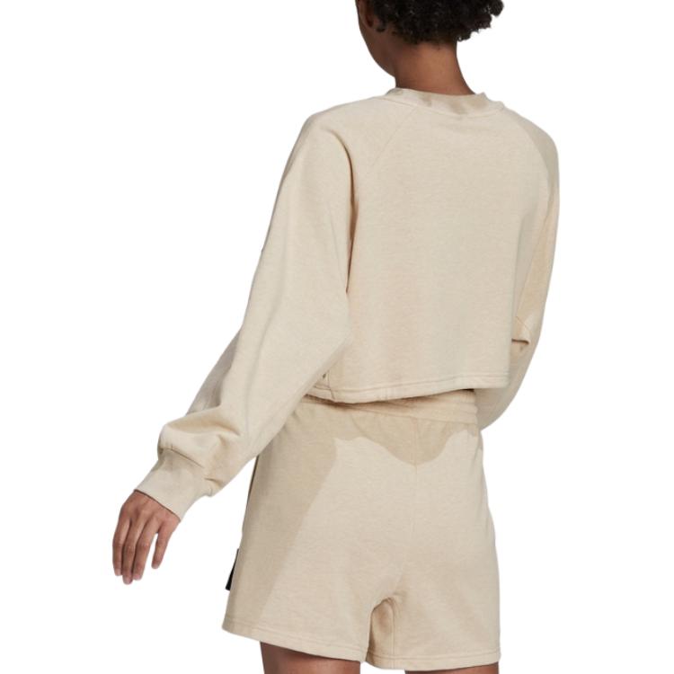 adidas Short Crew Neck Sweatshirt Women Tops Beige HE3095