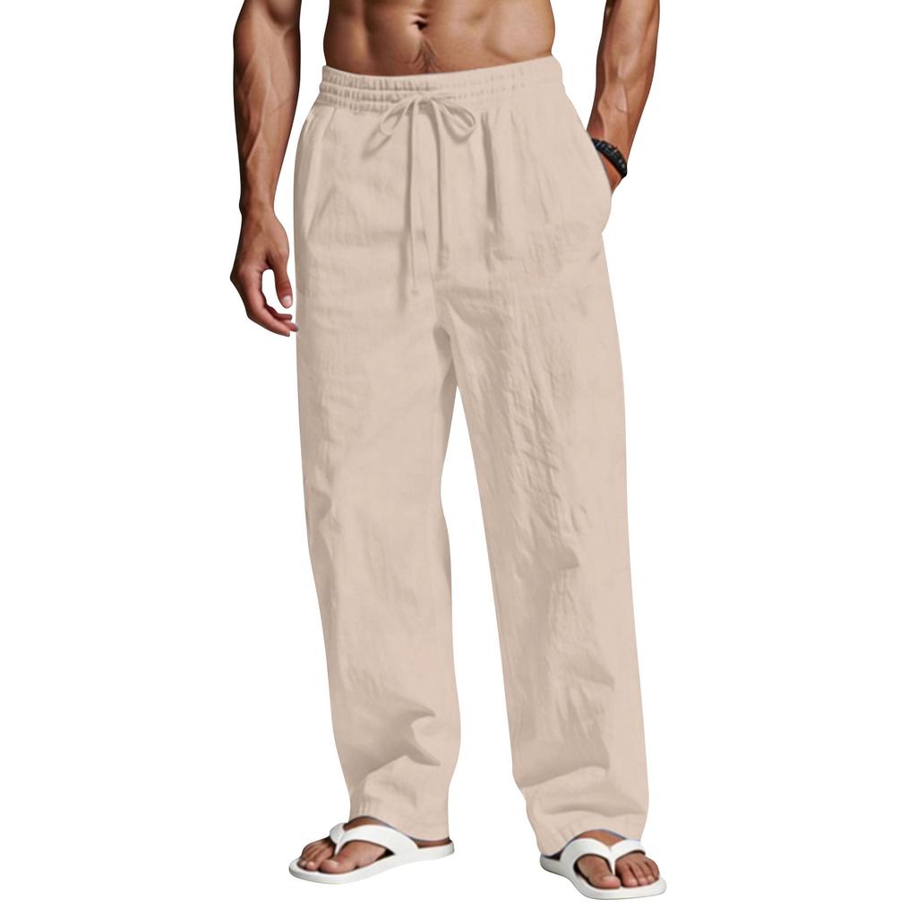 Mens Linen Trousers Work Trousers Men Casual Chinos Trousers Men Relaxed Fit Mens Cargo Trousers for Men UK