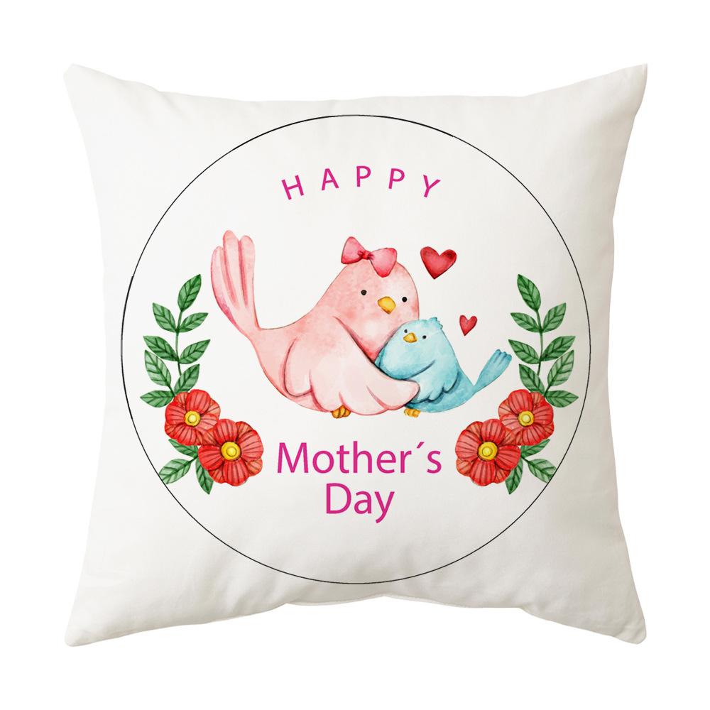 Mother's Day Pillowcase Single-sided Printed Cushion Cover Sofa Pillow Peach Skin Velvet Linen Pillowcase