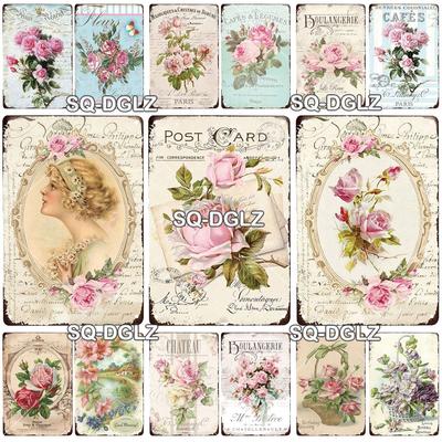 Blume Vintage Zinn Zeichen Wohnkultur Retro Metall Zeichen Shabby Chic Wand Dekor Für Küche Wohnzimmer Esszimmer Metall Platte