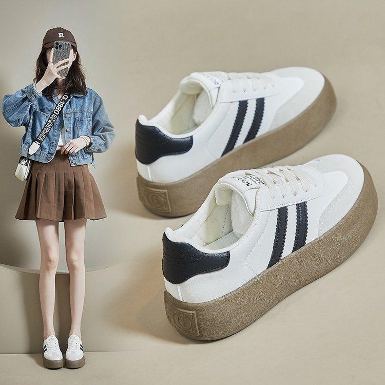 Sneakers women's autumn new thick-soled versatile color matching casual board shoes trendy college style round