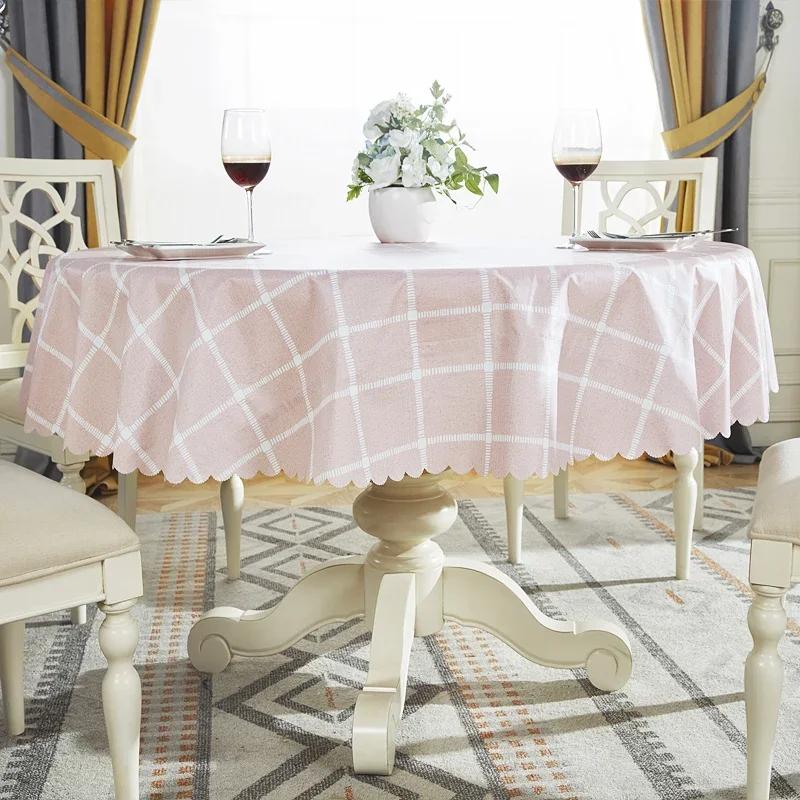 Proud Rose Waterproof Round Table Cloth Pvc Oil-Proof Table Cover European Household Round Plastic Dining Tablecloth Table Cover