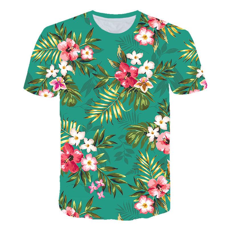 Unisex Plant, Flower & Leaf Print T-Shirt - Crew Neck, Short Sleeve & Breathable