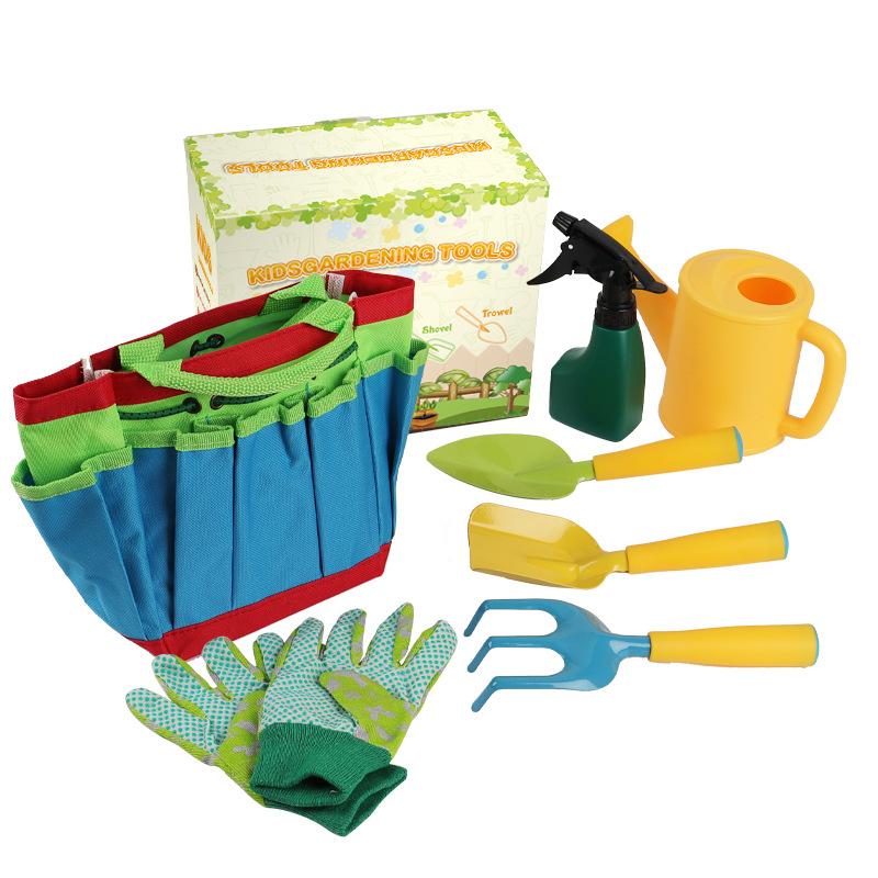 

Mini Kids Garden Tool Set Gift, Cute Gardening Kit With Rake Shovel Watering Can For Outdoor Beach Play 7 pcs set разноцветный