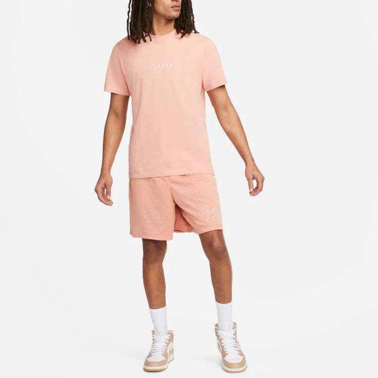 Jordan Solid Color Letter Print Crew Neck Short Sleeve T-Shirt Men Tops Pink DM3182-824