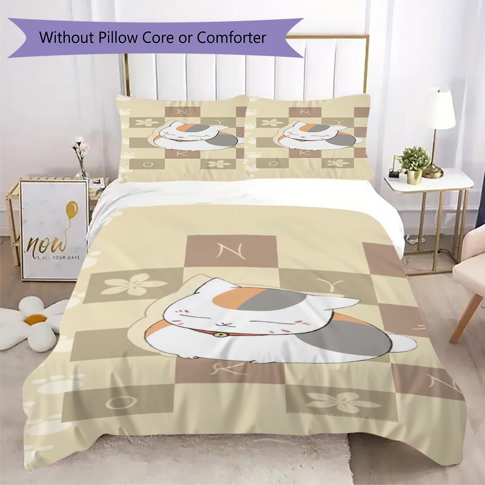Cartoon kitten Pattern Bedding,Quilt Set Quilt Cover Pillowcase Home Birthday Gift (1*duvet cover+2*pillowcase,without core)XSJT0917375