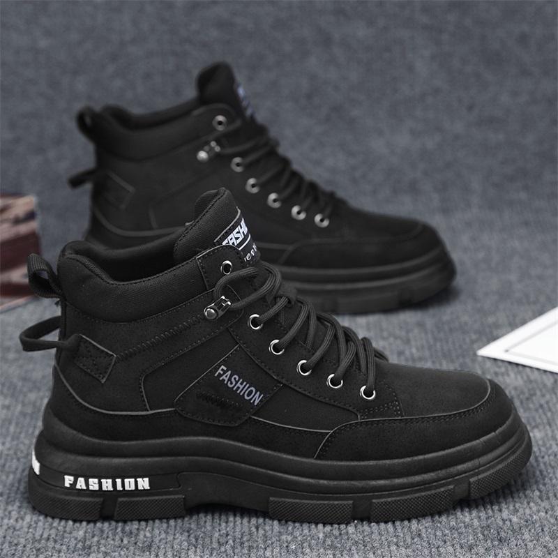 New Fashion Autumn And Winter Men's High Top Martin Boots Students Male Boys Trending Soft Sole Work Shoes Labor Protection Martin Sneakers