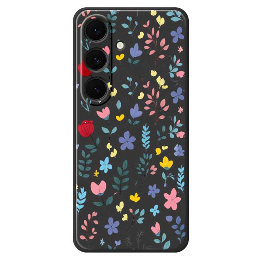 

For Samsung Galaxy S24 FE Case Colorful Flower Branches Pattern Printing Straight Edge TPU Phone Back Cover